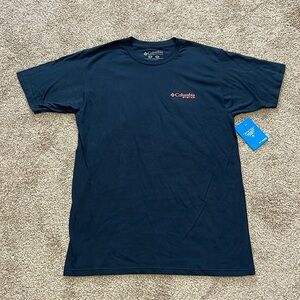 NWT! Columbia Performance Fishing Gear Men’s T-Shirt Blue with Pink Logo